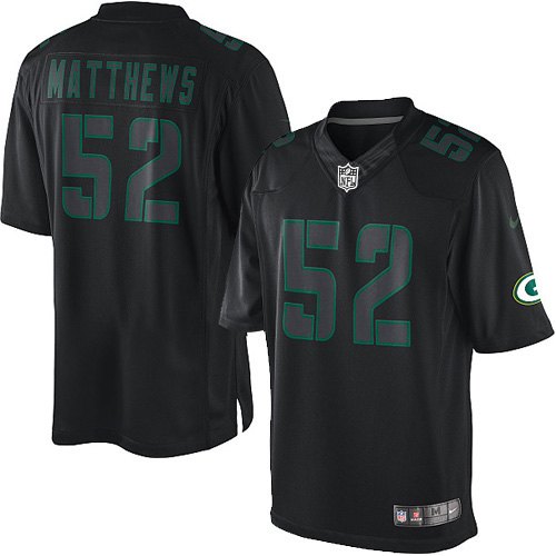 Men's Elite Clay Matthews Nike Jersey Black - #52 Impact NFL Green Bay Packers